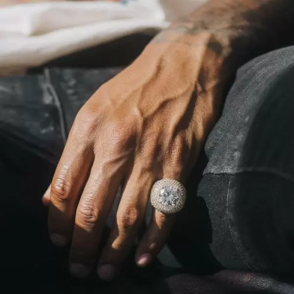 Round Cut White Sapphire Paved Bold Men's Ring