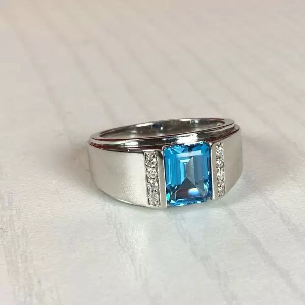 2.5ct Emerald Cut Aquamarine Men's Ring