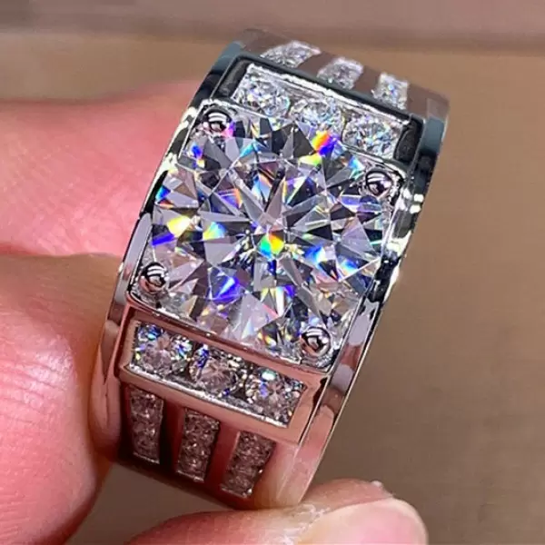 3.8ct Round Cut White Sapphire s Men Ring SayaBling