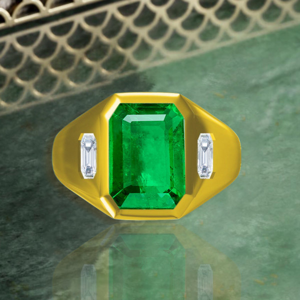 8.5ct Emerald Cut Emerald Unisex Engagement Ring