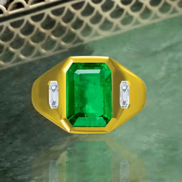 8.5ct Emerald Cut Emerald Unisex Engagement Ring