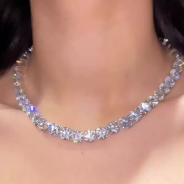10MM Round Cut White Sapphire Tennis Necklace