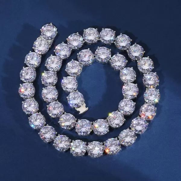 10MM Round Cut White Sapphire Tennis Necklace