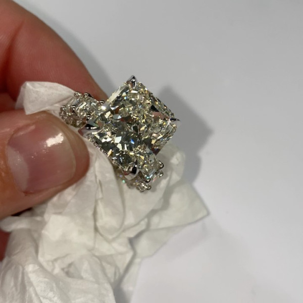 6.8ct Ice Crushed Radiant Cut White Sapphire Engagement Ring