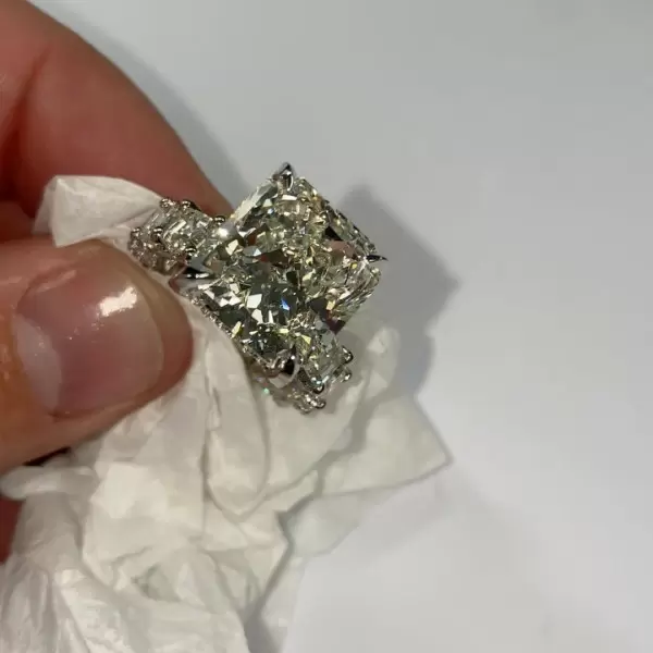 6.8ct Ice Crushed Radiant Cut White Sapphire Engagement Ring