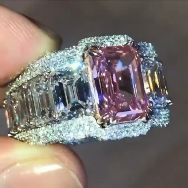 8.4ct Emerald Cut Pink Sapphire Men's Ring