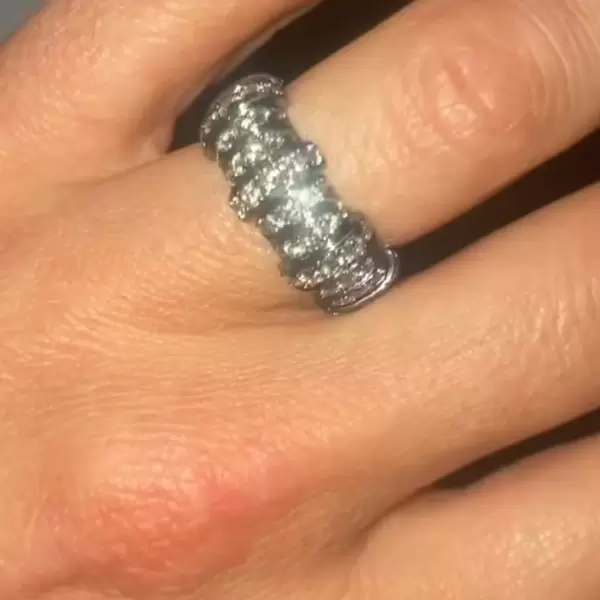 3ctw White Sapphire Unisex Blacked Ring