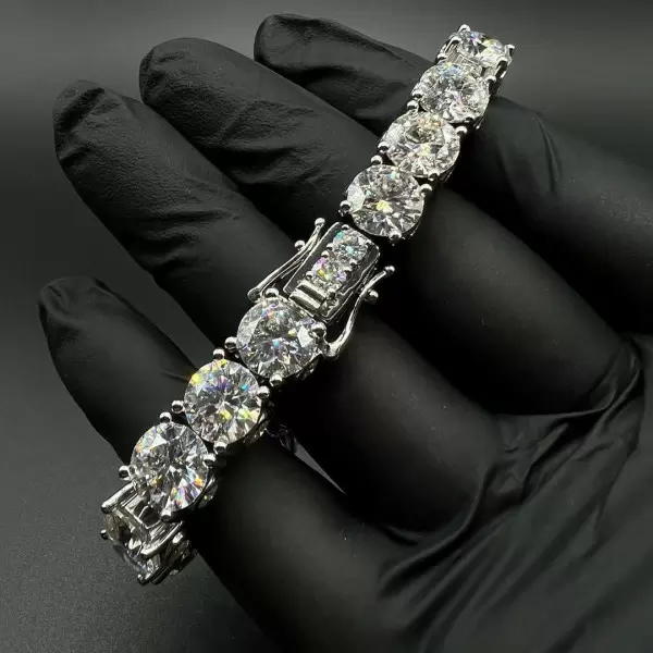 55ctw 9MM Round Cut White Sapphire Statement Bracelet