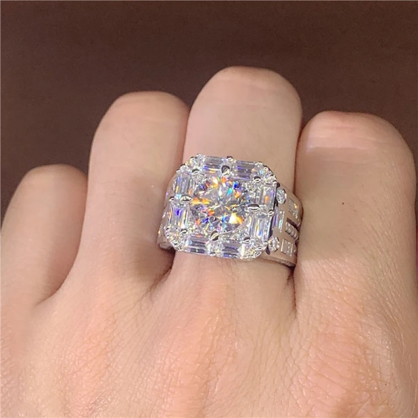3.8ct Round Cut White Sapphire Twist Halo Engagement Ring