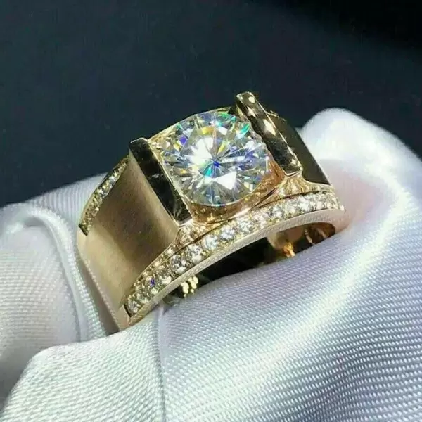 3.8ct Round Cut White Sapphire Men's Engagement Ring