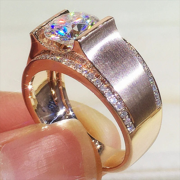 3.8ct Round Cut White Sapphire Men's Engagement Ring