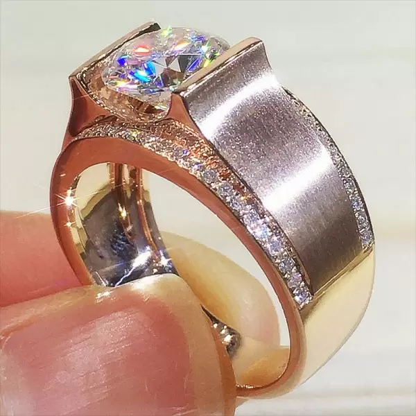 3.8ct Round Cut White Sapphire Men's Engagement Ring