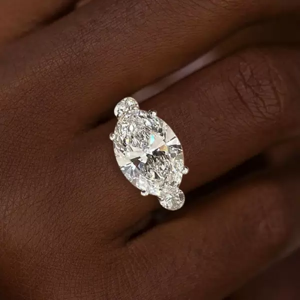 9.3ct East-West Oval Cut White Sapphire Men's Engagement Ring