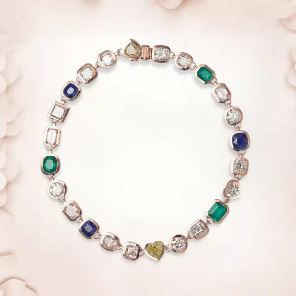 80ctw Multi-cut Multicolor Sapphire Statement Necklace