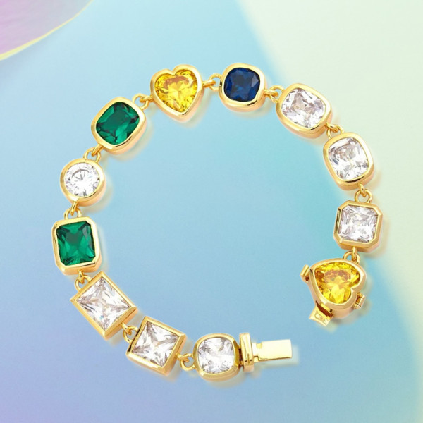 30ctw Multi-cut Multicolor Sapphire Statement Bracelet
