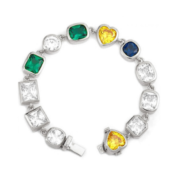 30ctw Multi-cut Multicolor Sapphire Statement Bracelet