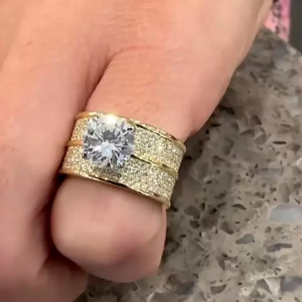 3.8ct Round Cut White Sapphire Contempariry Engagement Ring