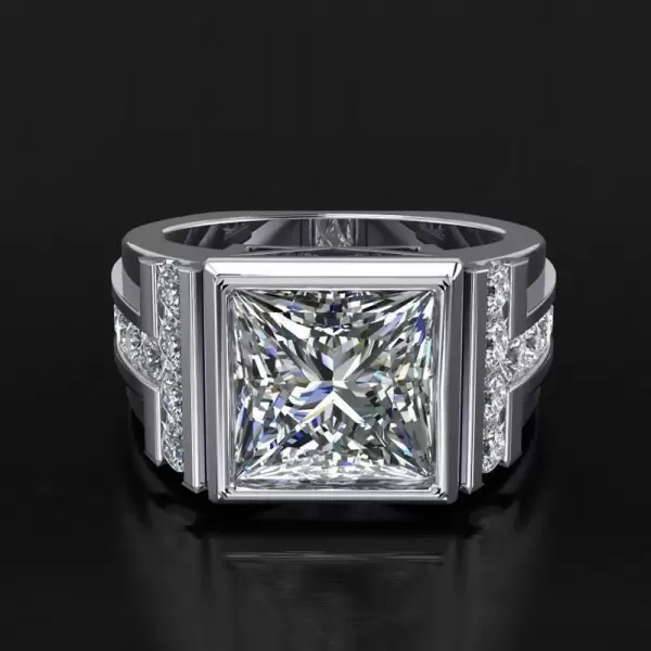5.6ct Princess Cut Machenical Style Men's Ring