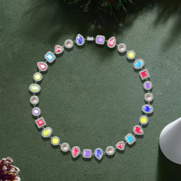 100ctw Multi-cut Multicolor Sapphire Halo Statement Necklace