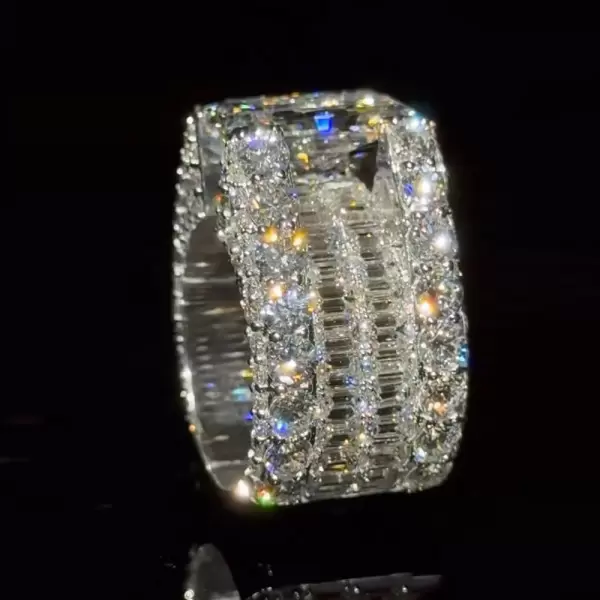 8ct Radiant Cut Three-Side Paved Men's Engagement Ring