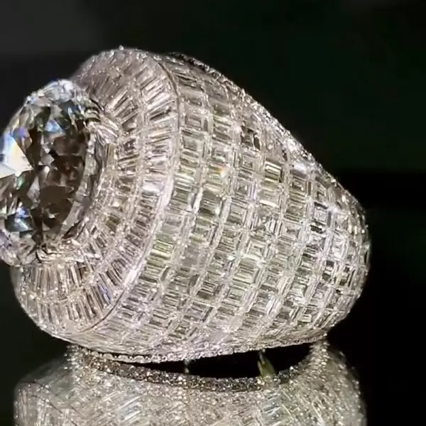 10ct Round Cut Cushion-Shaped Invisible Set Men's Ring