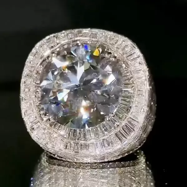 10ct Round Cut Cushion-Shaped Invisible Set Men's Ring