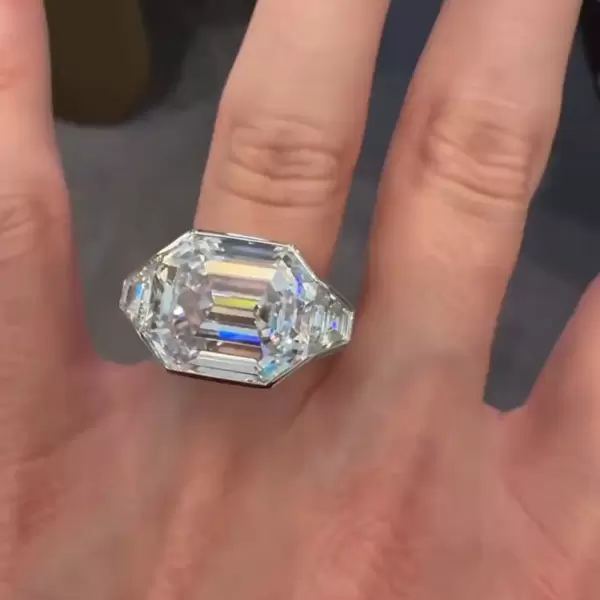 10ct Asscher Cut White Sapphire Men's Ring