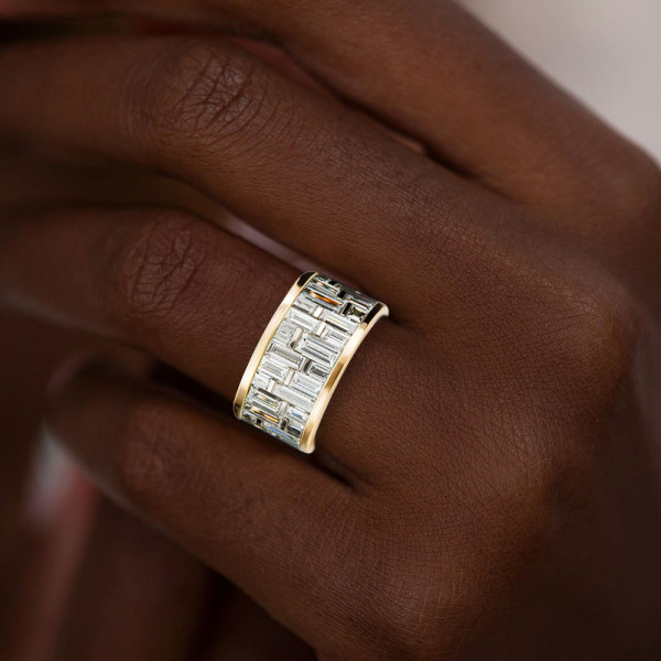12ctw Baguette Cut White Sapphire Unisex Eternity Ring