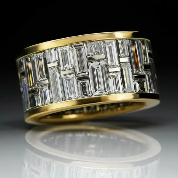 12ctw Baguette Cut White Sapphire Unisex Eternity Ring