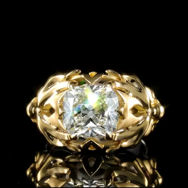 5.6ct Cushion Cut Two Tone Men's Cocktail Ring