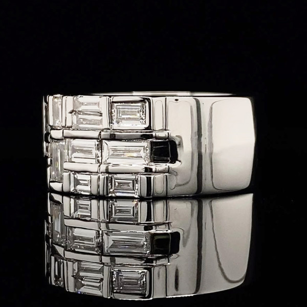 6ctw Baguette Cut White Sapphire Half Eternity Ring