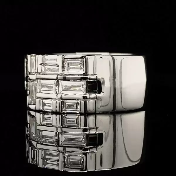 6ctw Baguette Cut White Sapphire Half Eternity Ring