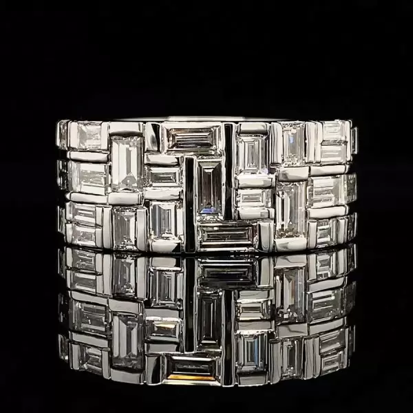 6ctw Baguette Cut White Sapphire Half Eternity Ring