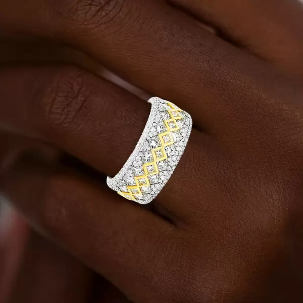 10ctw Princess Cut Two Tone Paved Eternity Ring