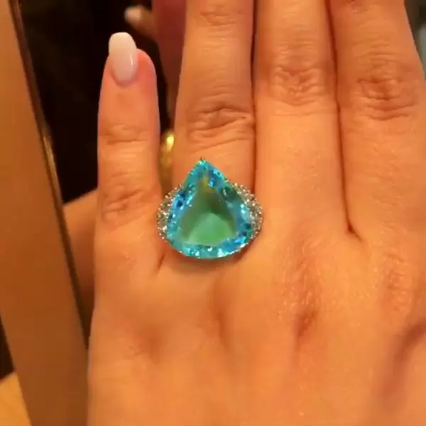 8ct Pear Cut Aquamarine ring in Sterling Silver