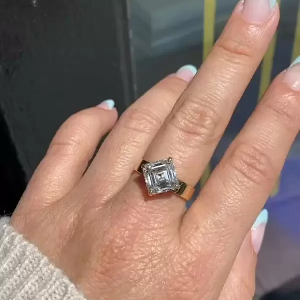 5.6ct Asscher Cut White Sapphire Engagement Ring