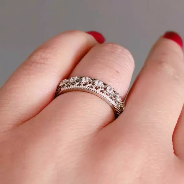 Handmade Delicate Round Cut Sterling Silver Women's Band