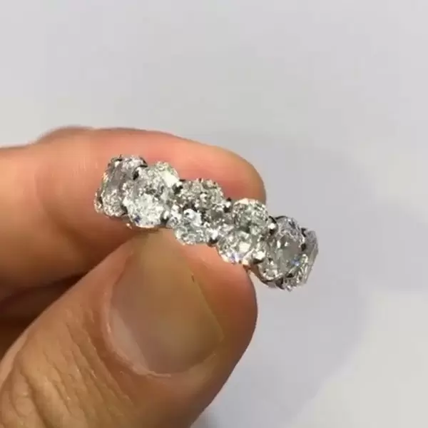 Handmade Oval Eternity Created Sapphire Wedding Band
