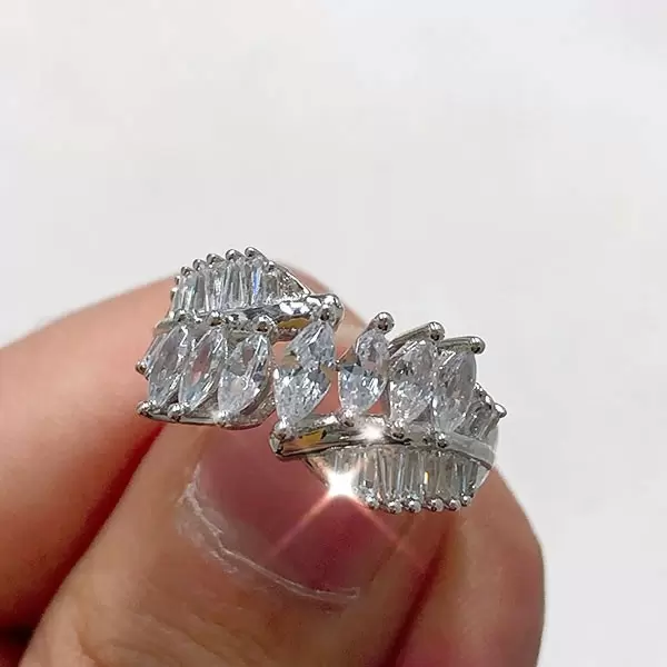 Handmade Marquise Cut 925 Sterling Silver Wedding Band
