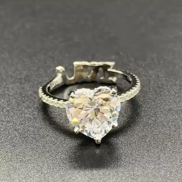 Heart Cut White Sapphire Initials Engagement Ring