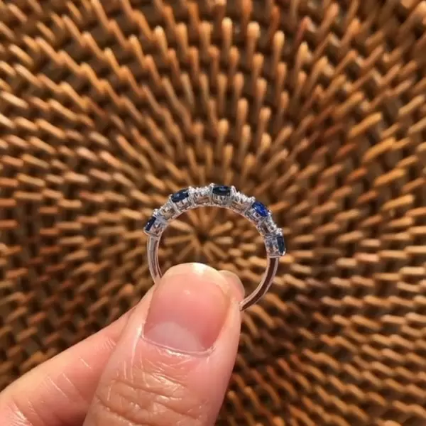 Handmade 1.65CT Sapphire & Diamond Anniversary Band