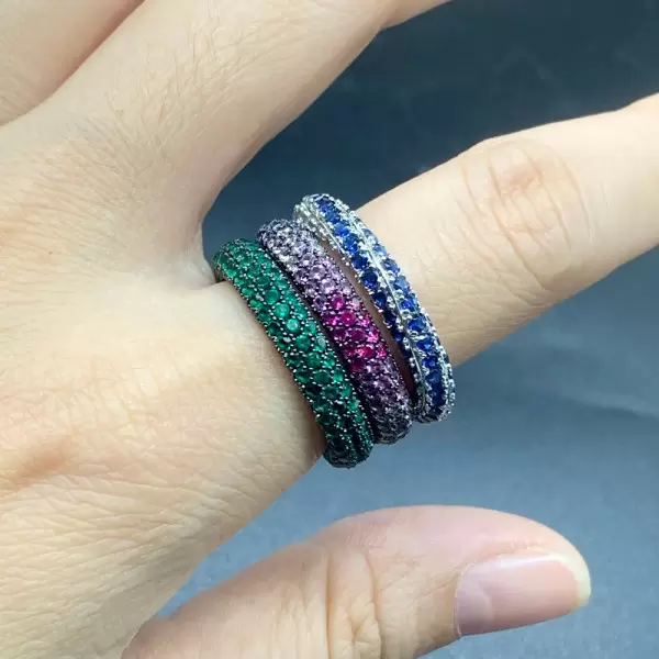 Emerald Inside and Out Paved Eternity Ring