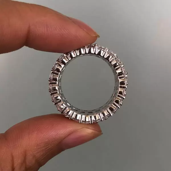 Handmade White Sapphire Radiant Cut Eternity Band Ring