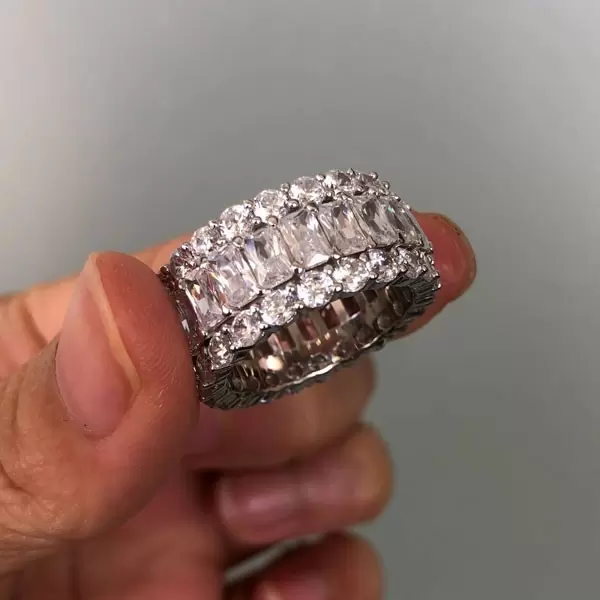 Handmade White Sapphire Radiant Cut Eternity Band Ring