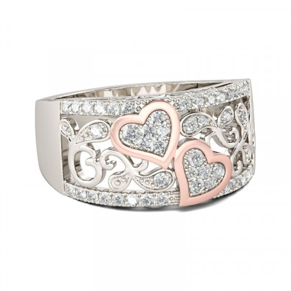 Handmde Heart Round Cut Sterling Silver Women's Band