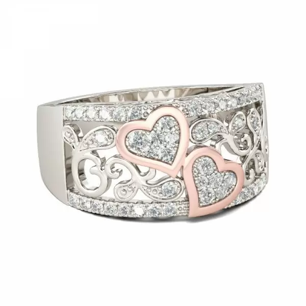 Handmde Heart Round Cut Sterling Silver Women's Band