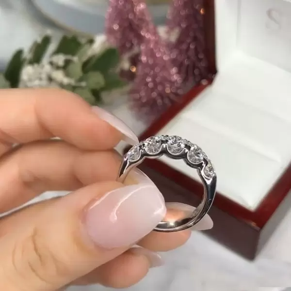 1.35ct Five-Stone Round Cut White Sapphire Wedding Band
