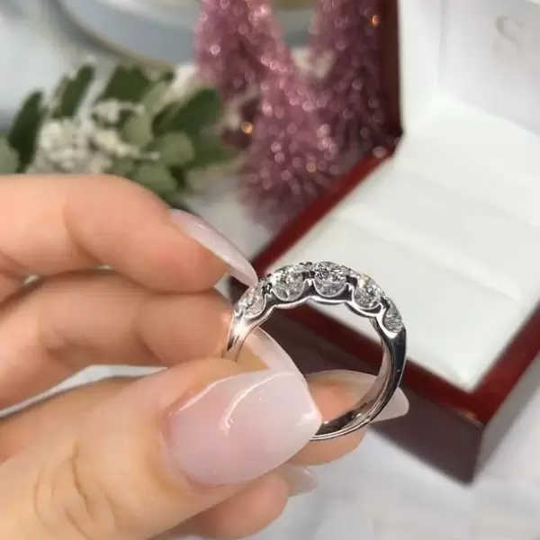 1.35ct Five-Stone Round Cut White Sapphire Wedding Band