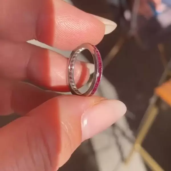 Vintage Ruby Eternity Band in Sterling Silver