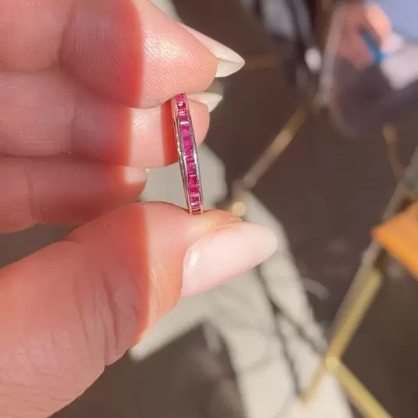 Vintage Ruby Eternity Band in Sterling Silver